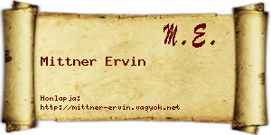 Mittner Ervin névjegykártya